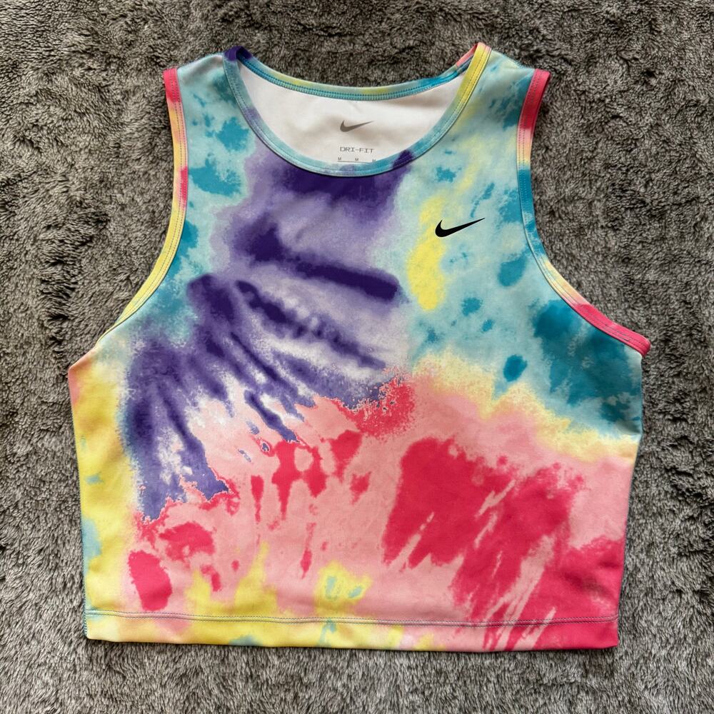 Nike Dri-Fit Cropped Tank Top Women's Medium Tie-Dye